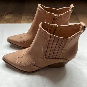 Indigo Rd. Women's Brown Cognac Country Western Vegan Leather Ankle Boots, 6.5M